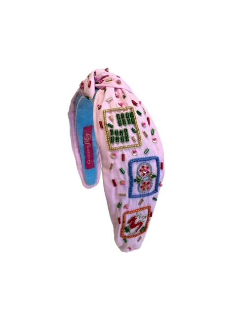 Mah Jong Beaded Top Knot Headband