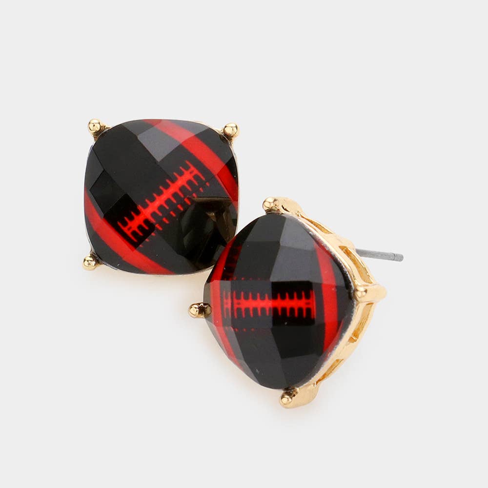 Black and Red Football Earrings