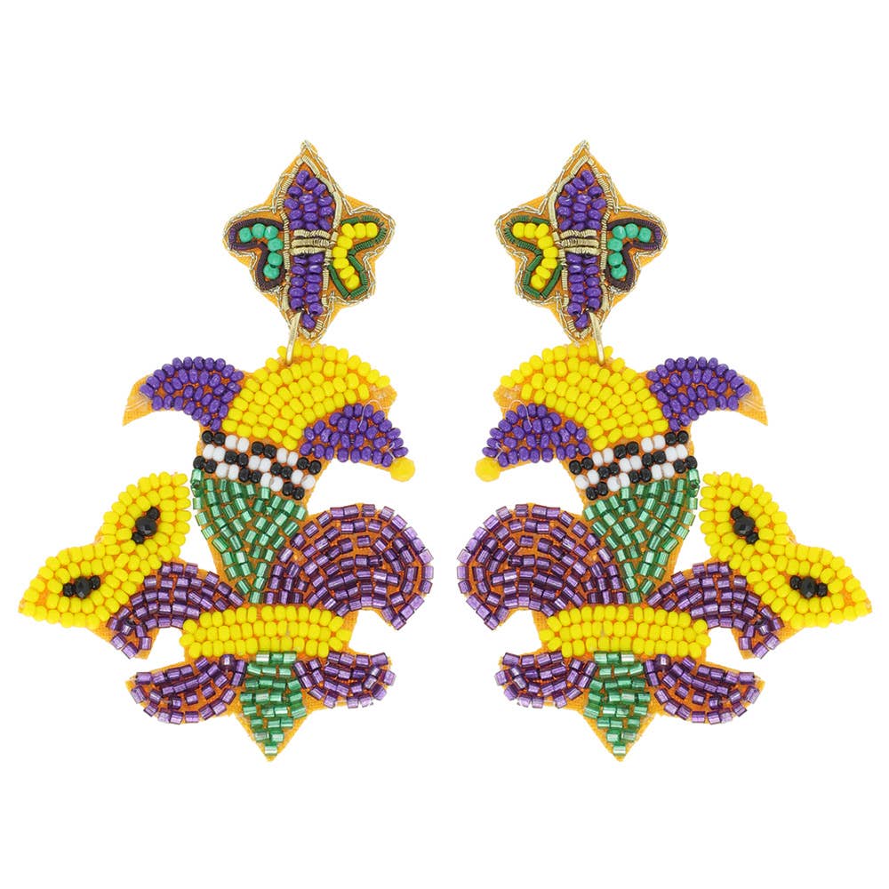 Beaded Mardi Gras Earrings