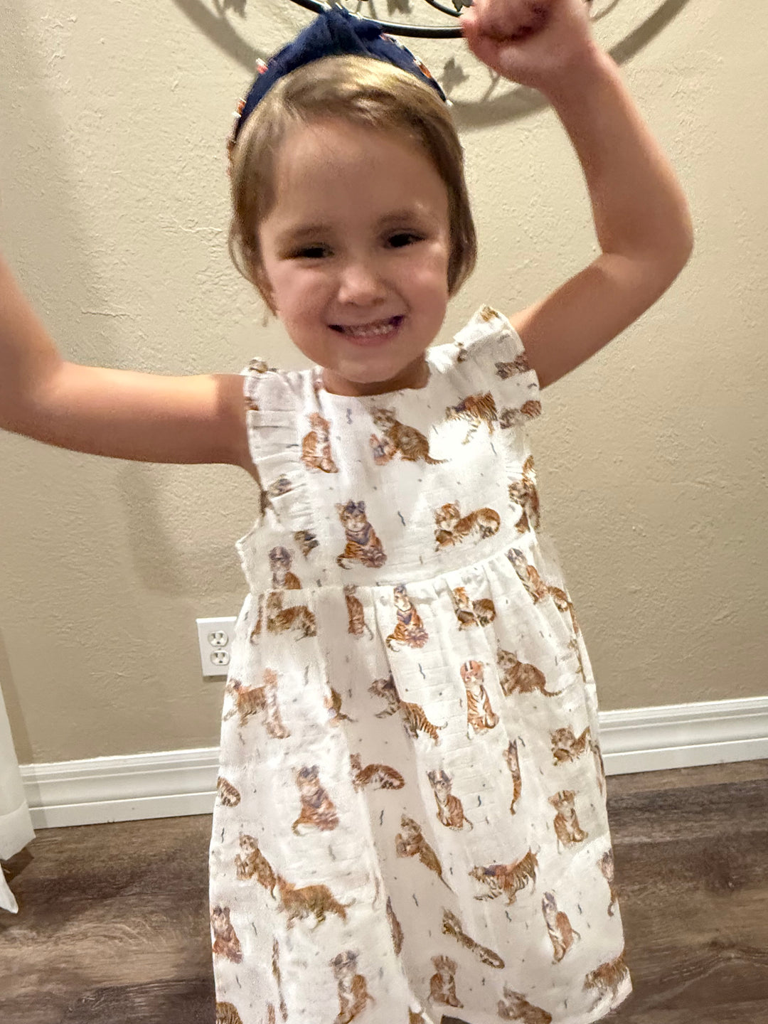 Kids Navy & Orange Tigers Game Day Dress