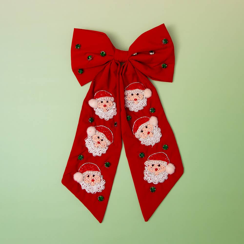 Santa Sparkle Oversized Bow Barrette