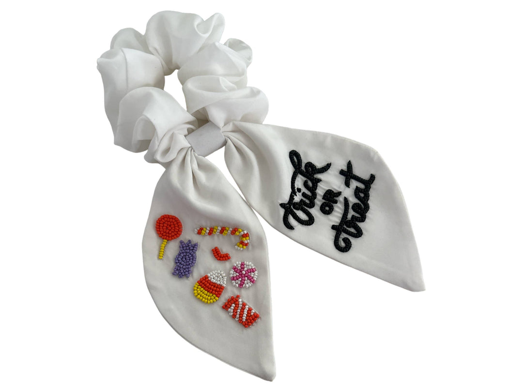 Trick-or-Treat Beaded Halloween Scrunchie