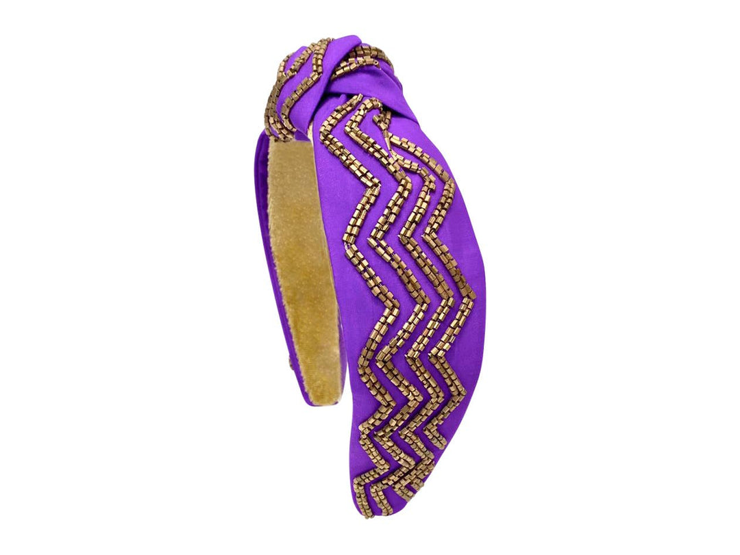 Purple & Gold Power Top Knot Headband