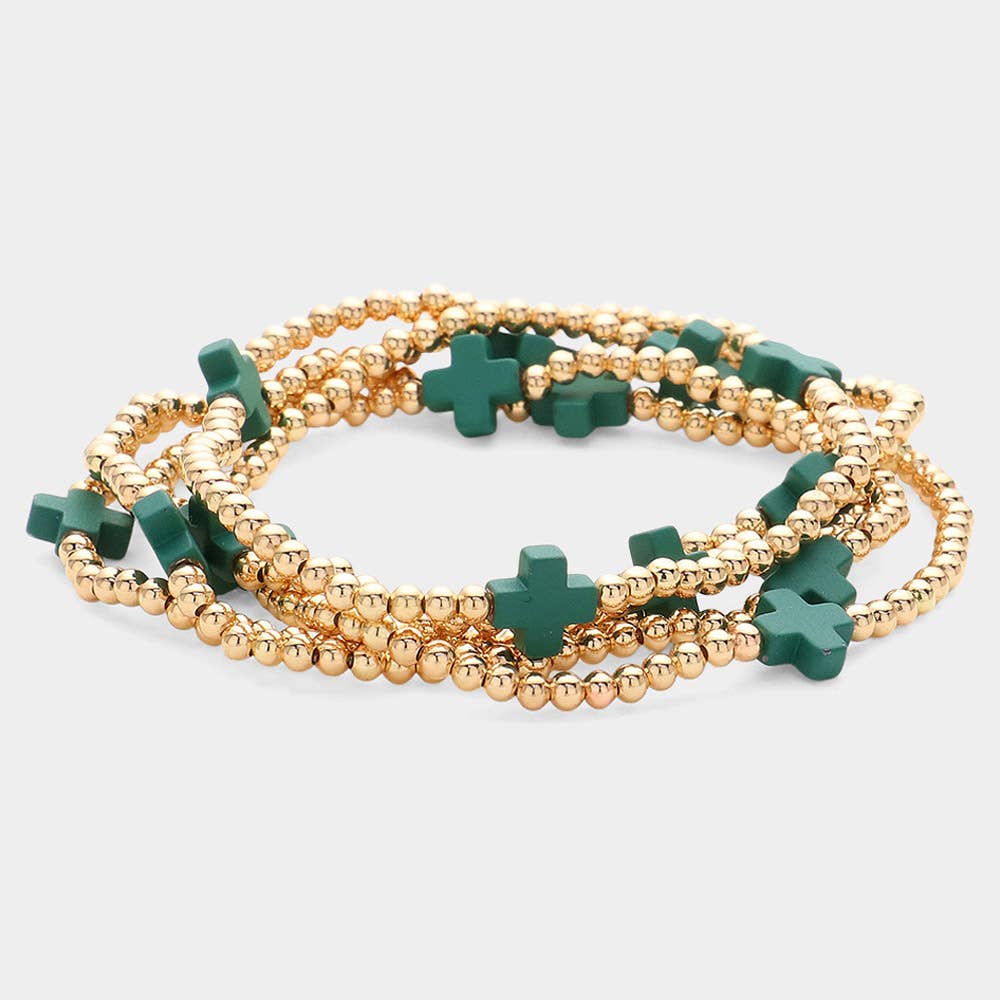 Golden Charm Beaded Bracelet Set