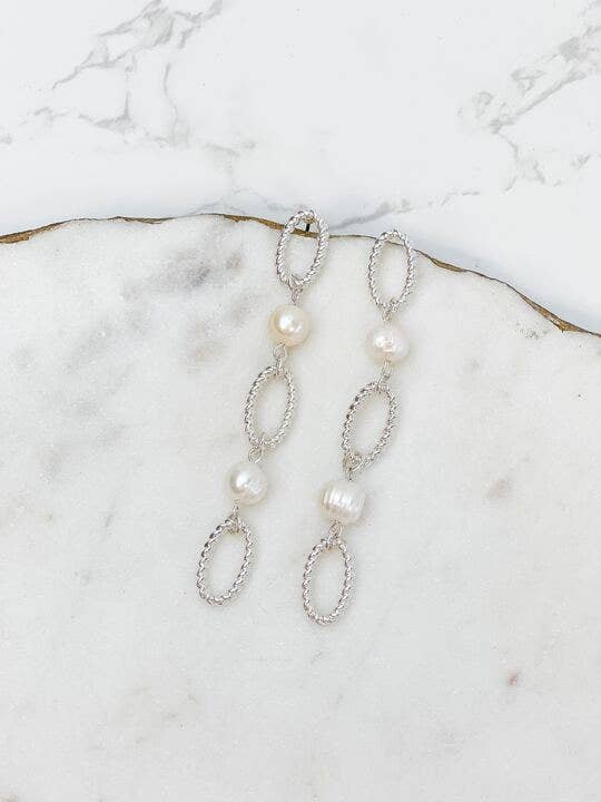 Pearl Link Dangle Earrings