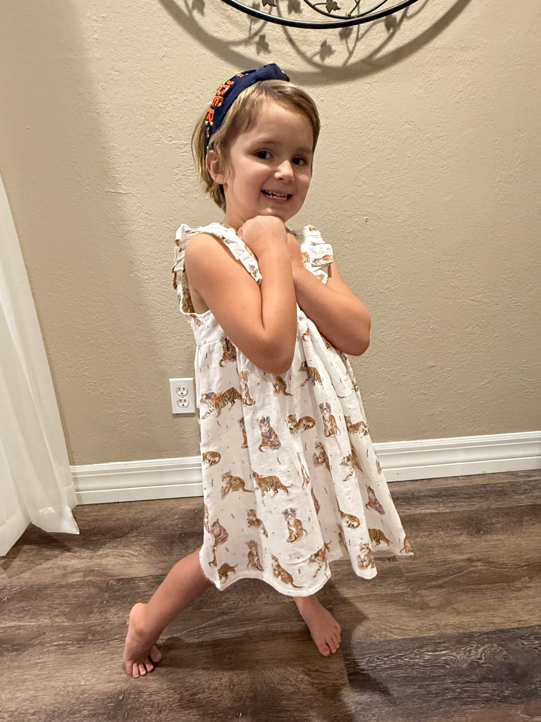 Kids Navy & Orange Tigers Game Day Dress