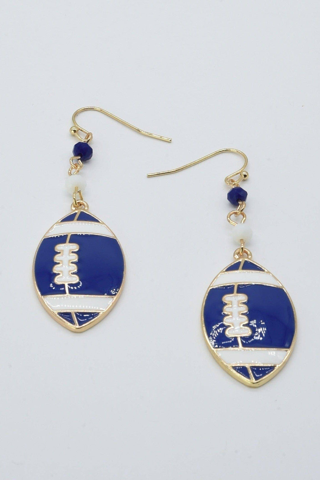 Blue & White Game Day Football Earrings