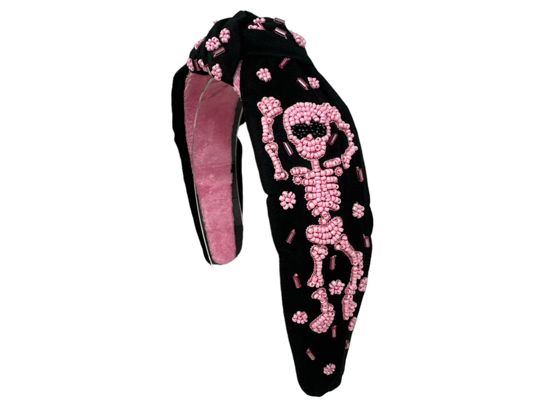 Pink Beaded Skeleton Headband