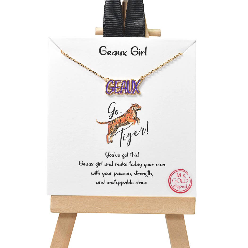 Purple & Gold GEAUX Necklace