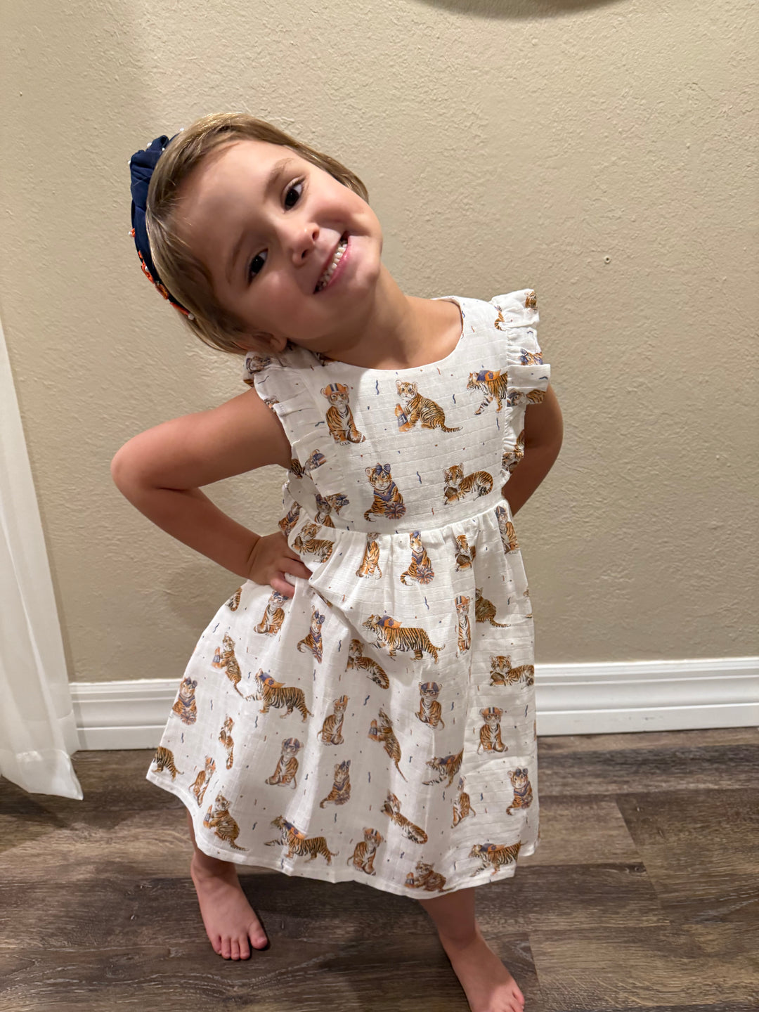 Kids Navy & Orange Tigers Game Day Dress