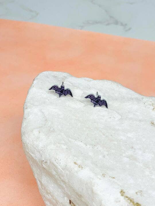 Acrylic Bat Stud Earrings