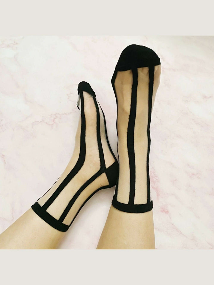 Chic In Line sheer Socks Set Of 2 Pairs - Lolo Viv Boutique