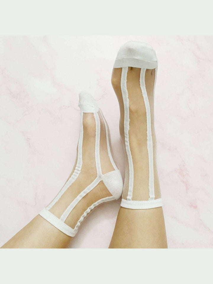 Chic In Line sheer Socks Set Of 2 Pairs - Lolo Viv Boutique