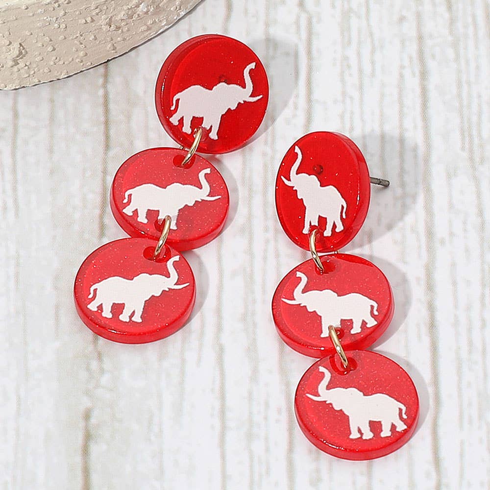 Crimson Elephant Game Day Earrings