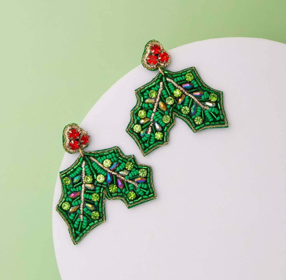 Merry Mistletoe Beaded Earrings