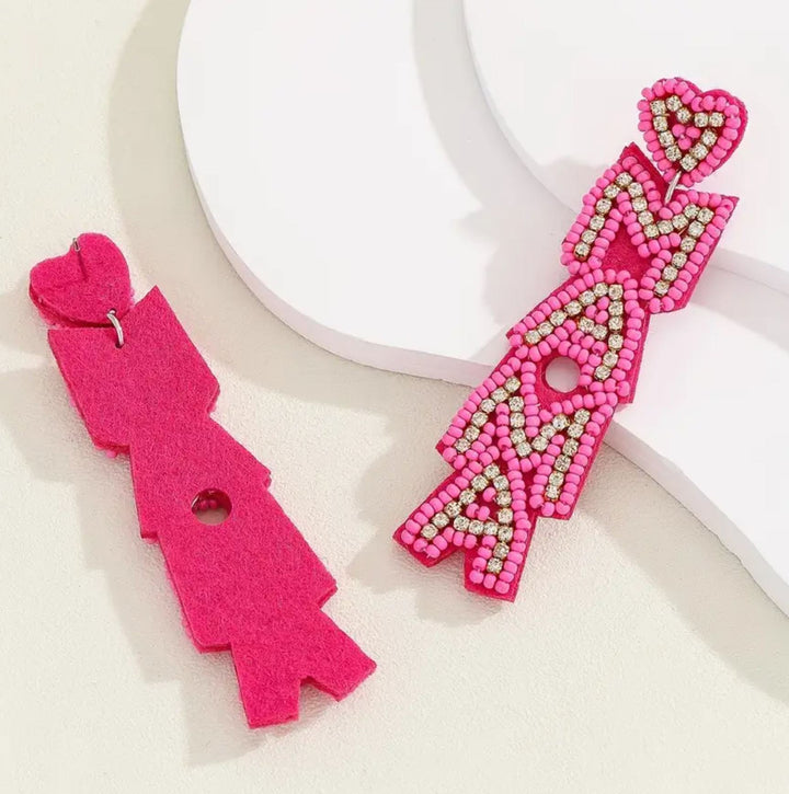 MAMA Beaded & Rhinestone Earrings - 2 Colors - Lolo Viv Boutique