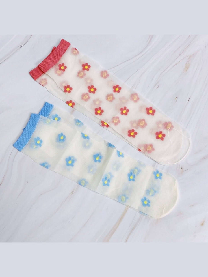 Mini Flower Sheer Socks Set Of 2 Pairs - Lolo Viv Boutique