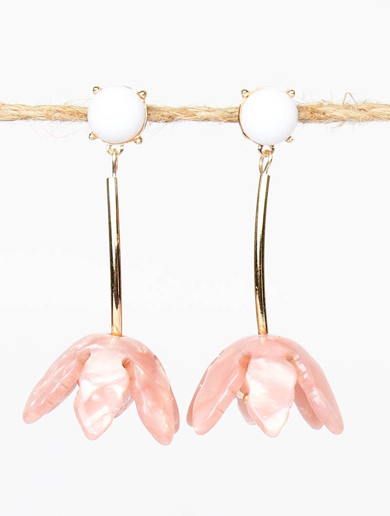 Peach Draped Daffodil Earrings - Lolo Viv Boutique