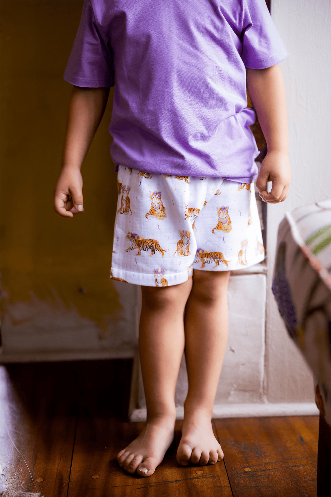 *PREORDER* Kids Purple & Gold Tigers Game Day Shorts - Lolo Viv Boutique