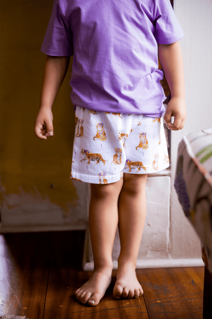 *PREORDER* Kids Purple & Gold Tigers Game Day Shorts - Lolo Viv Boutique