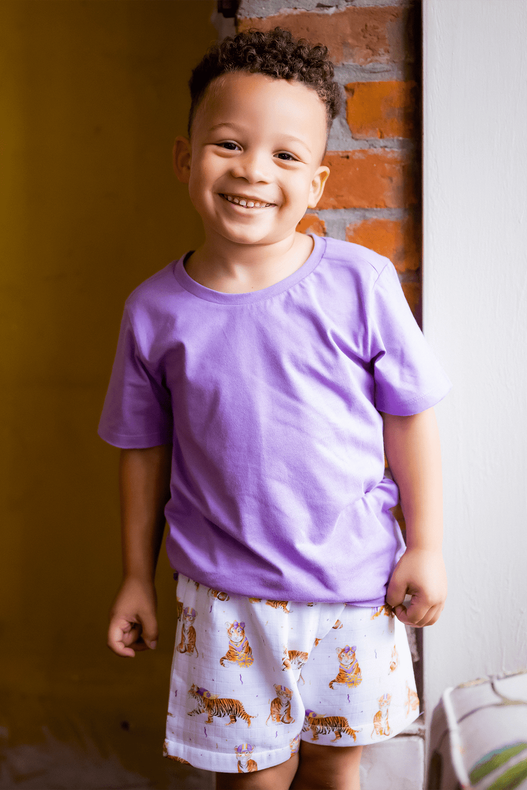 *PREORDER* Kids Purple & Gold Tigers Game Day Shorts - Lolo Viv Boutique