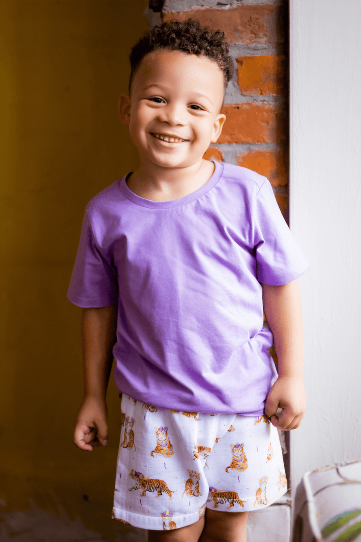 *PREORDER* Kids Purple & Gold Tigers Game Day Shorts - Lolo Viv Boutique
