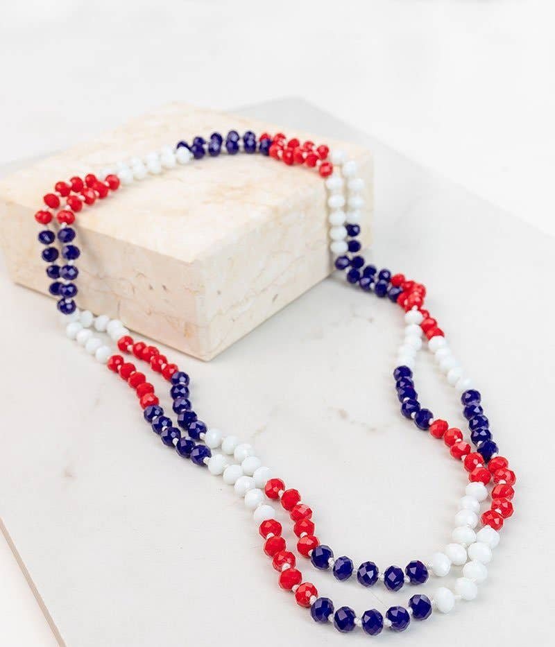 Red, White & Blue Double Strand Necklace - Lolo Viv Boutique