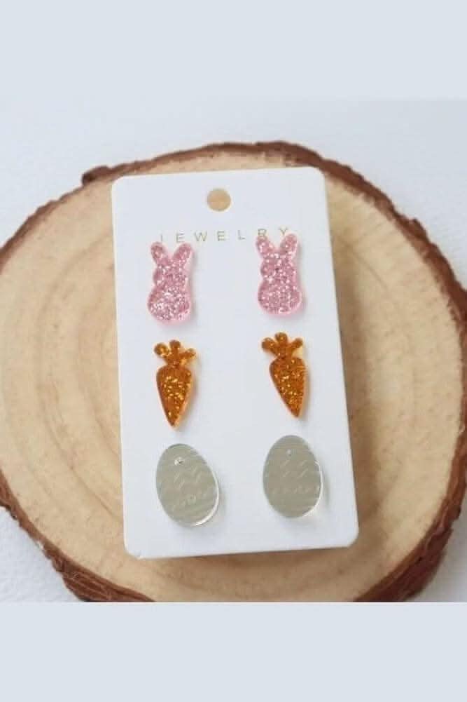 Bunny, Carrot and Easter Egg Stud Earrings - Lolo Viv Boutique