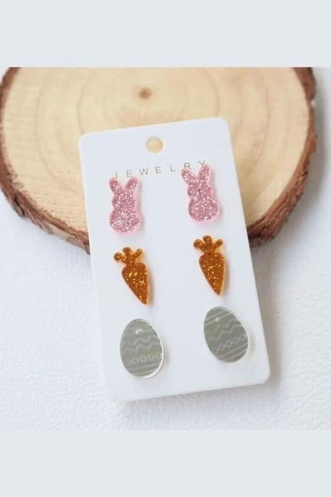Bunny, Carrot and Easter Egg Stud Earrings - Lolo Viv Boutique
