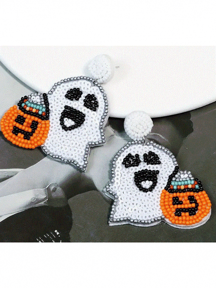 Ghost & Pumpkin Earrings - Lolo Viv Boutique