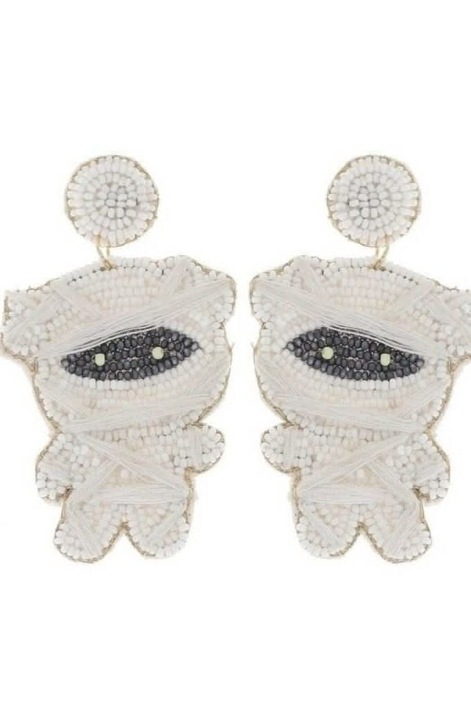 Halloween Beaded Mummy Earrings - Lolo Viv Boutique