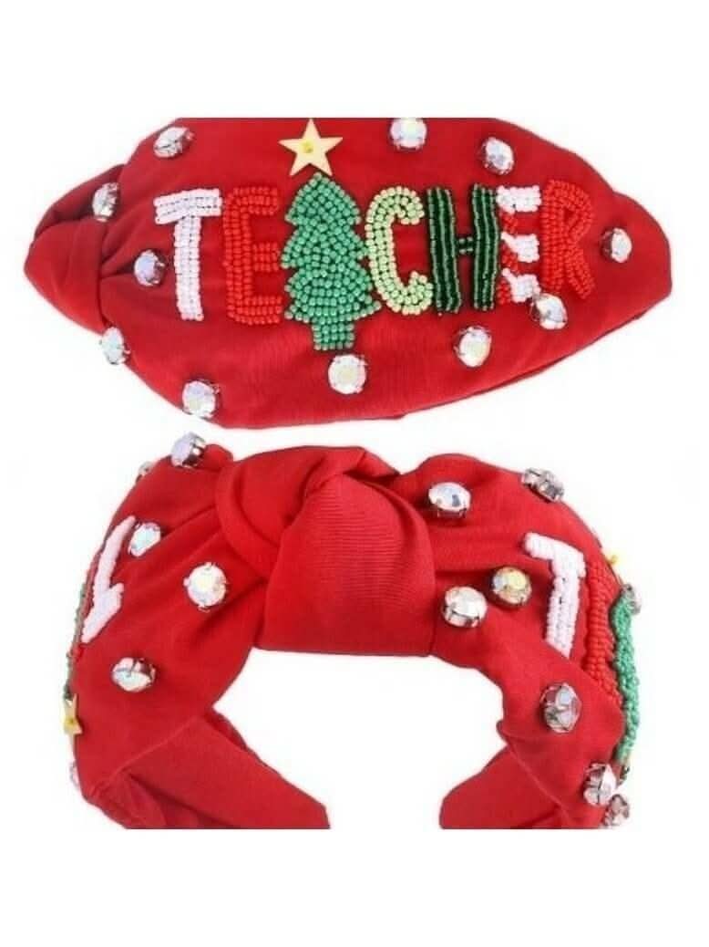 Holiday Teacher Beaded Headband - Lolo Viv Boutique