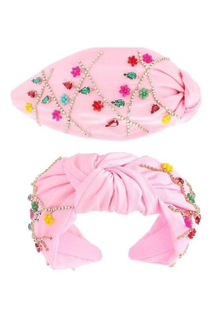 Jeweled Christmas Lights Beaded Knotted Headband - Lolo Viv Boutique