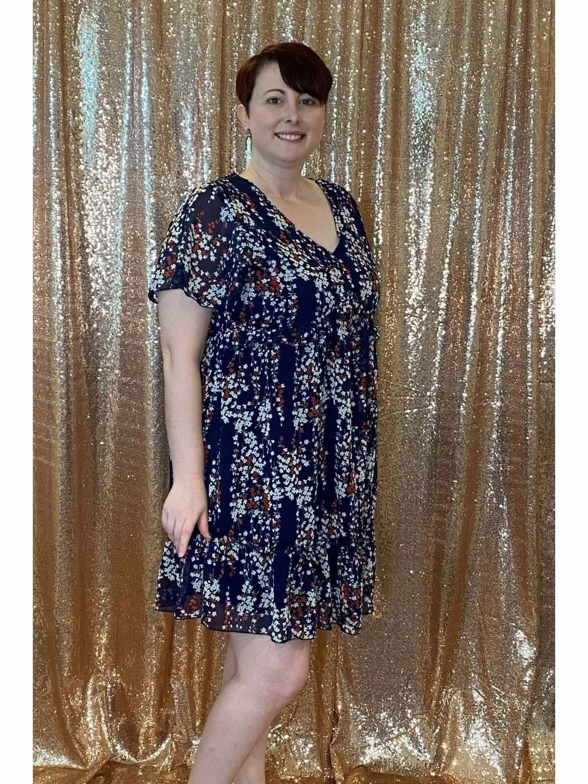 Navy Blooms Dress **Final Sale** - Lolo Viv Boutique