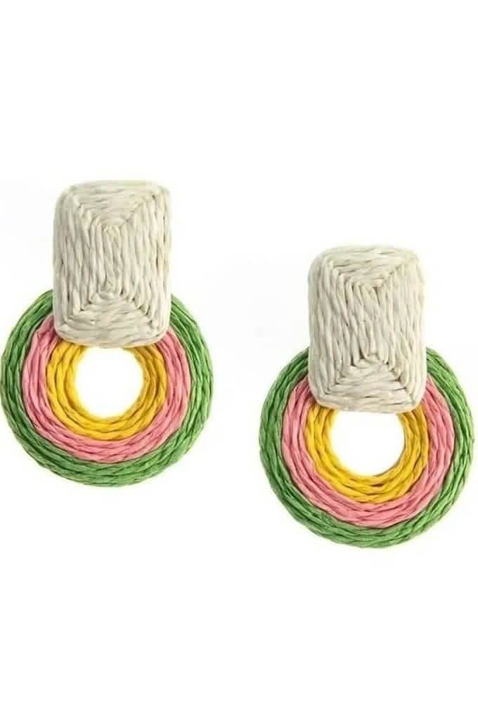 Rainbow Raffia Earrings - Lolo Viv Boutique