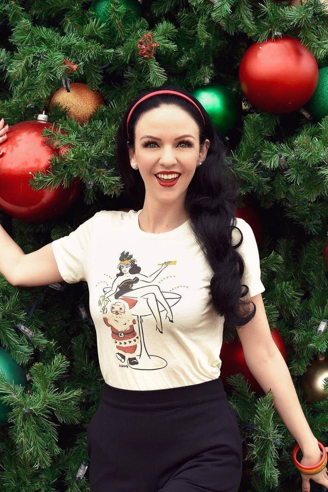 Santa’s Cocktail Hour Retro Tee - Reg & Curvy