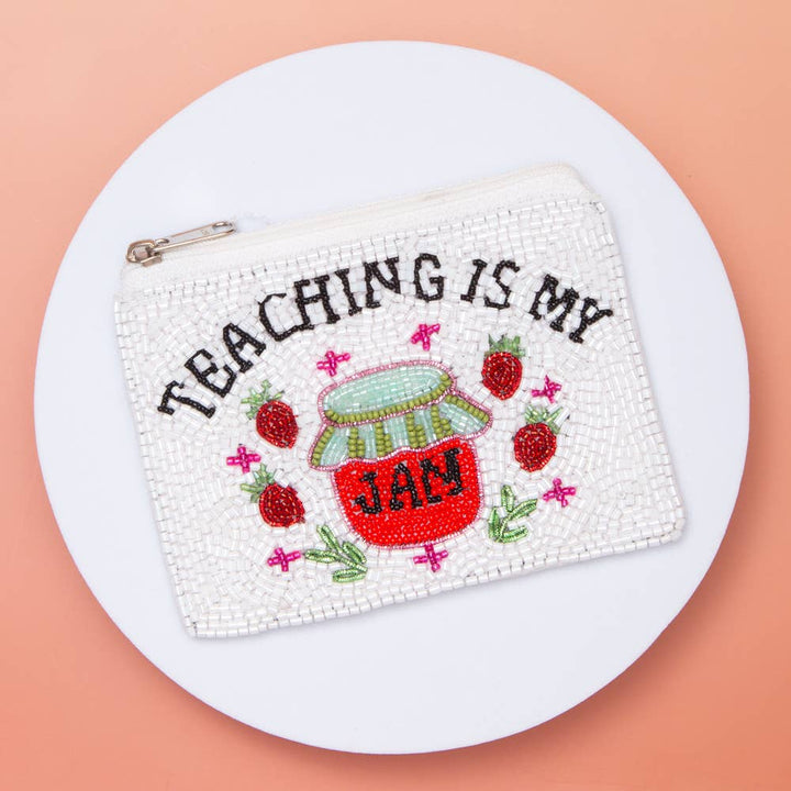 Teaching Is My Jam Beaded Coin Purse