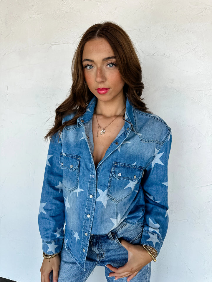 Stars & Snap Denim Top - Reg & Curvy