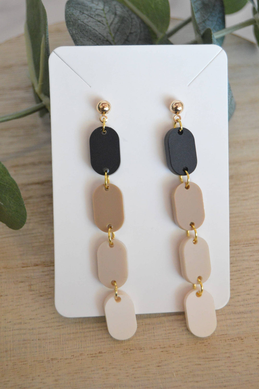 Neutral Ombré Oval Stack Earrings