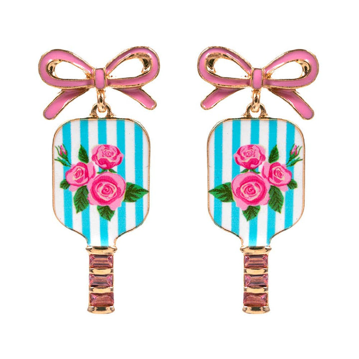 Floral Pickleball Paddle Earrings - Multiple Patterns