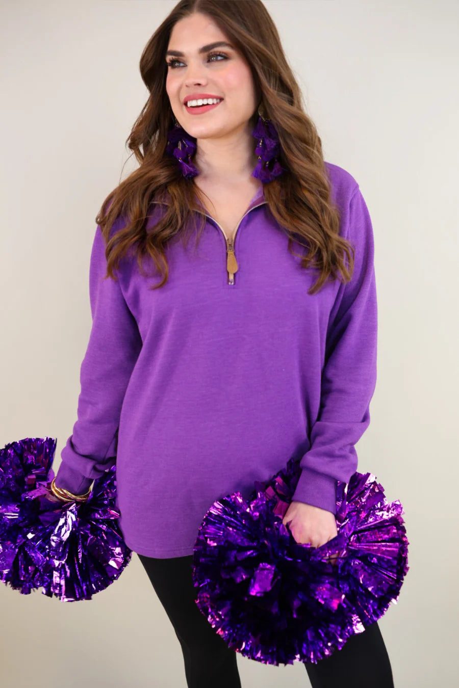 Purple Zip Pullover - Reg & Curvy