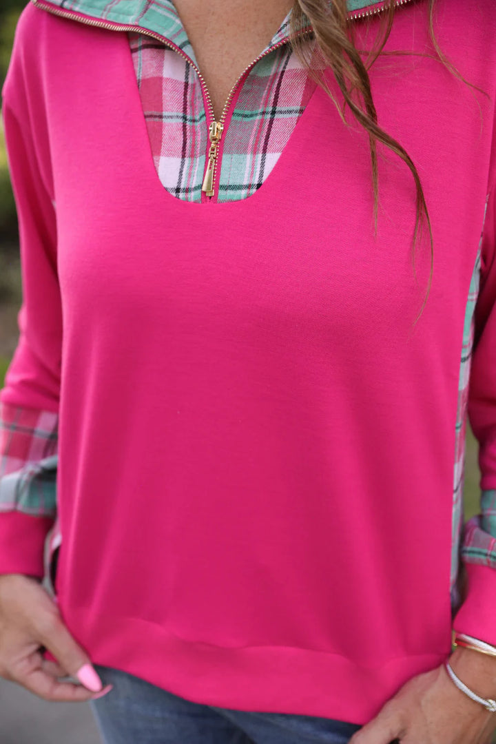 *PREORDER* Sugarplum Plaid Quarter Zip - Reg & Curvy
