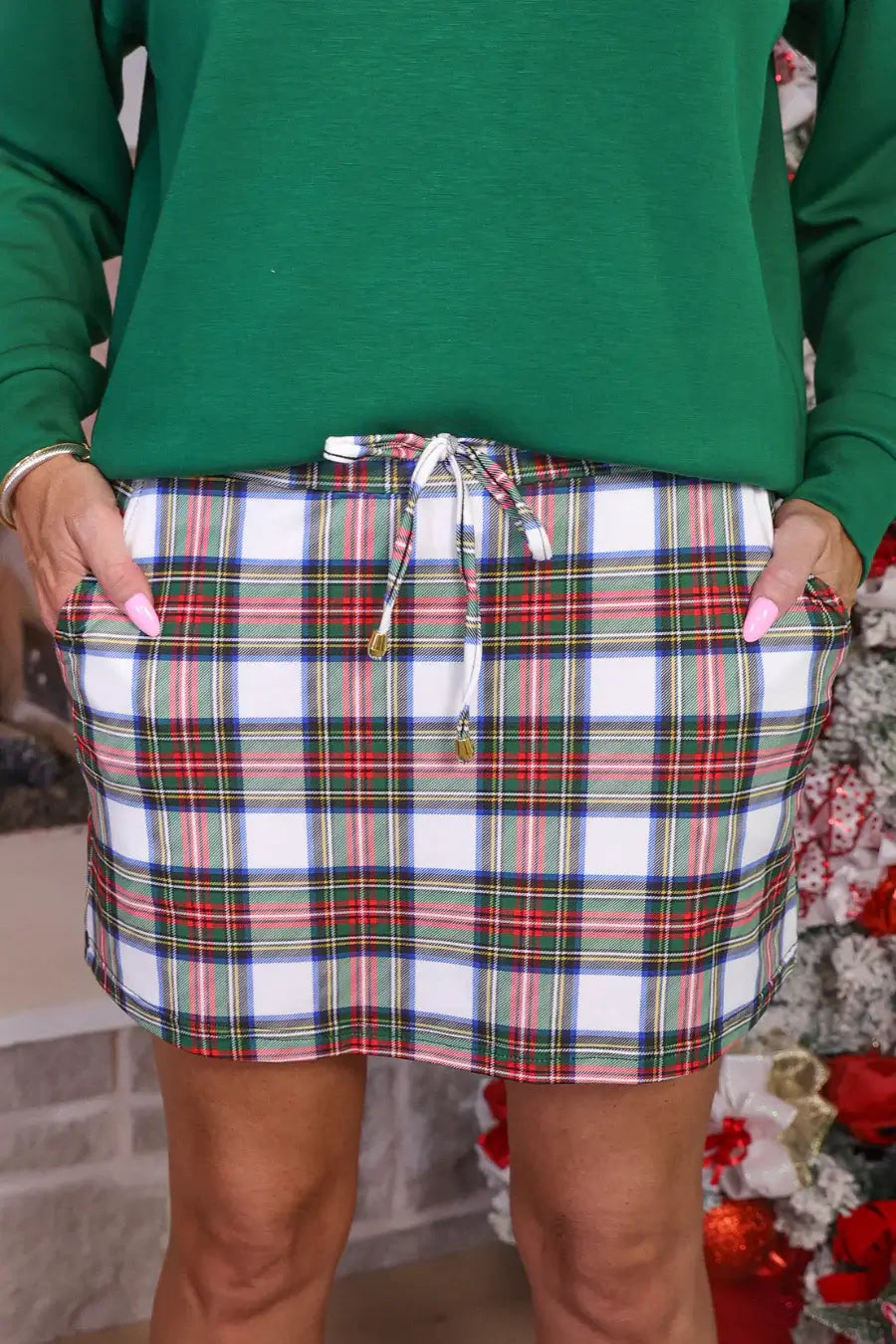 White Christmas Plaid Skort - Reg & Curvy