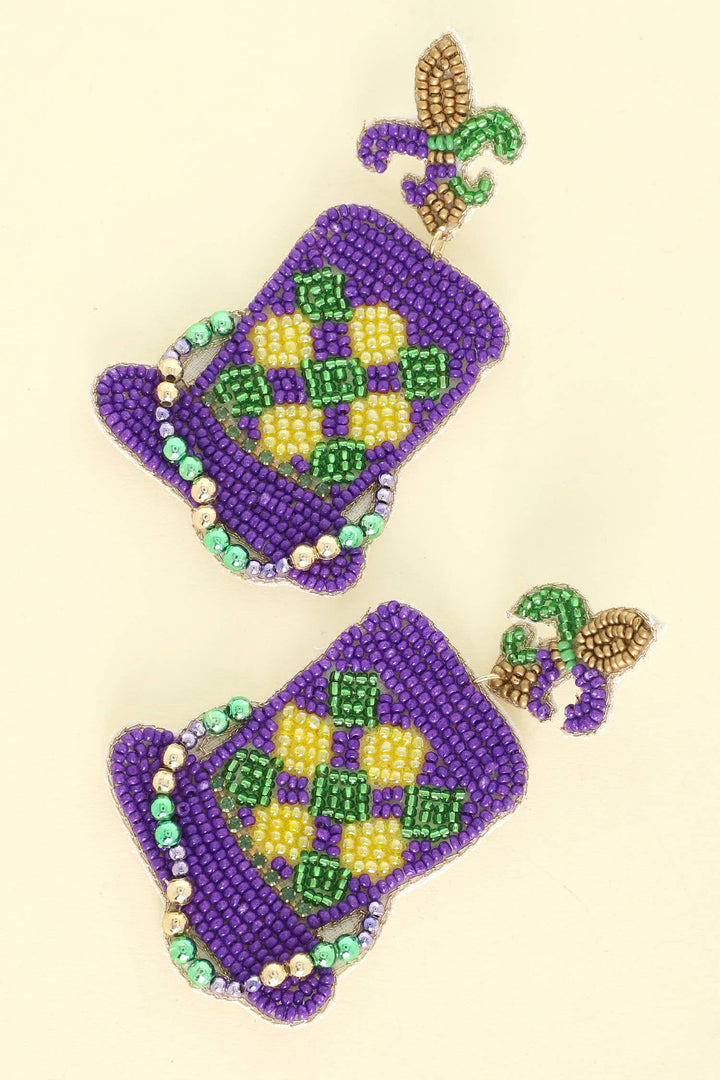 The Krewe Queen Beaded Hat Earrings