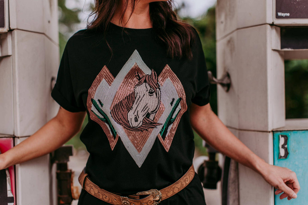 Wild & Free Sequin Horse Dress - Reg & Curvy