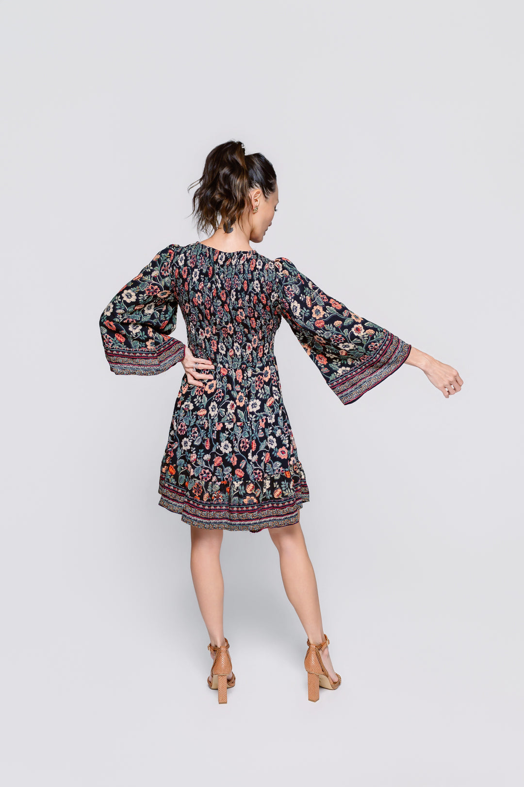 Midnight Garden Twist Front Dress