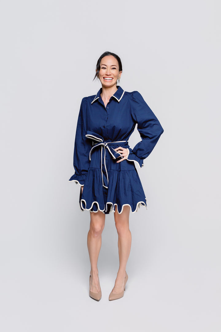 Scalloped in Navy Dress