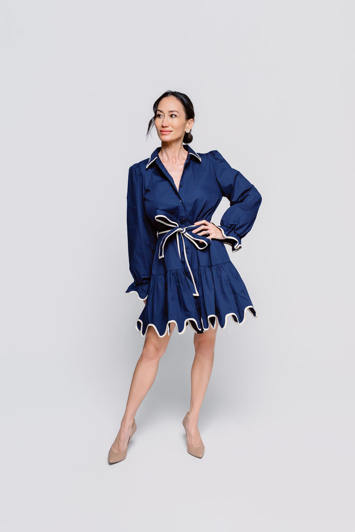 Scalloped in Navy Dress