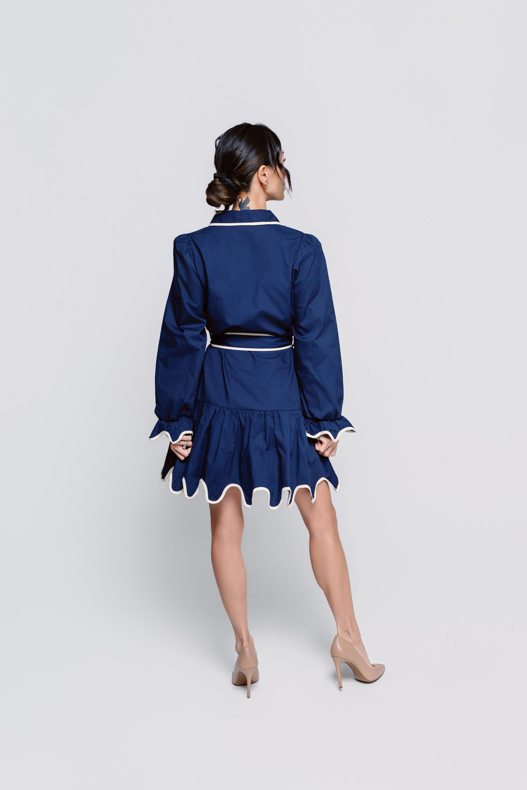 Scalloped in Navy Dress