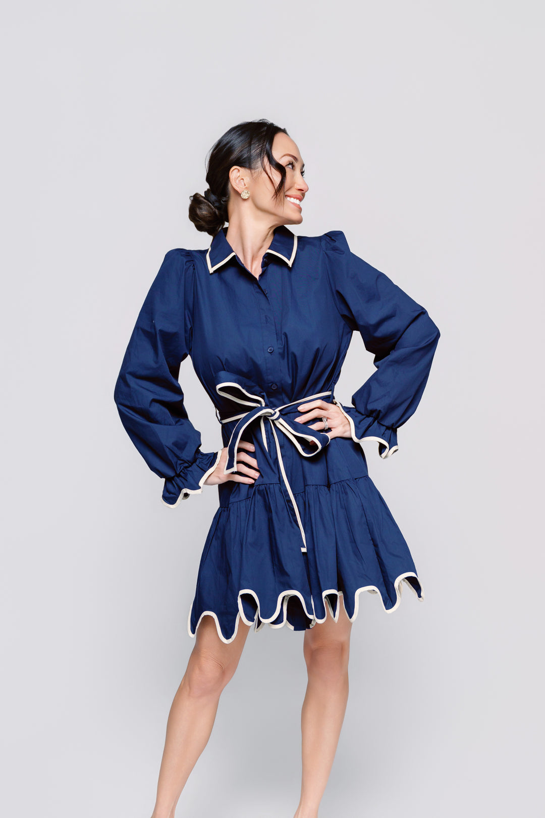 Scalloped in Navy Dress